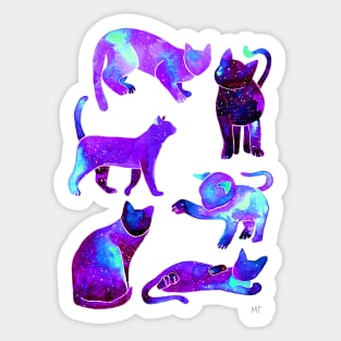 Galaxy Cats Pattern - Neon Sticker